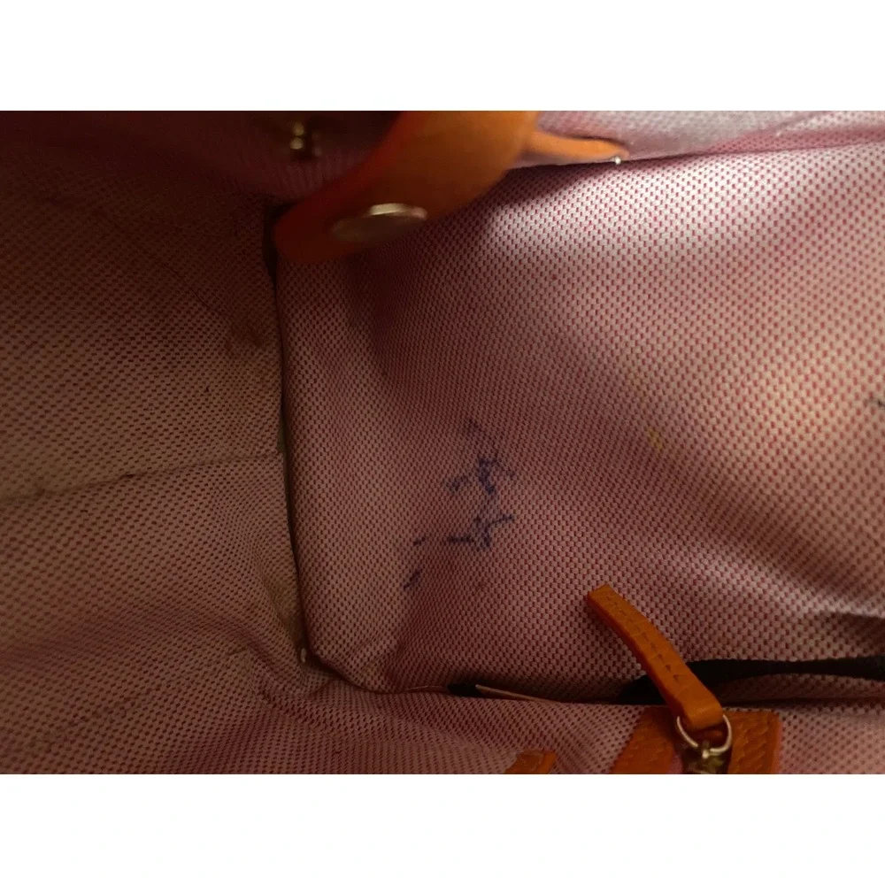Dooney & Bourke Tote Bag Orange Pebbled Leather Gold Hardware